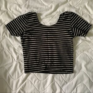 Striped black and white American apparel crop top
